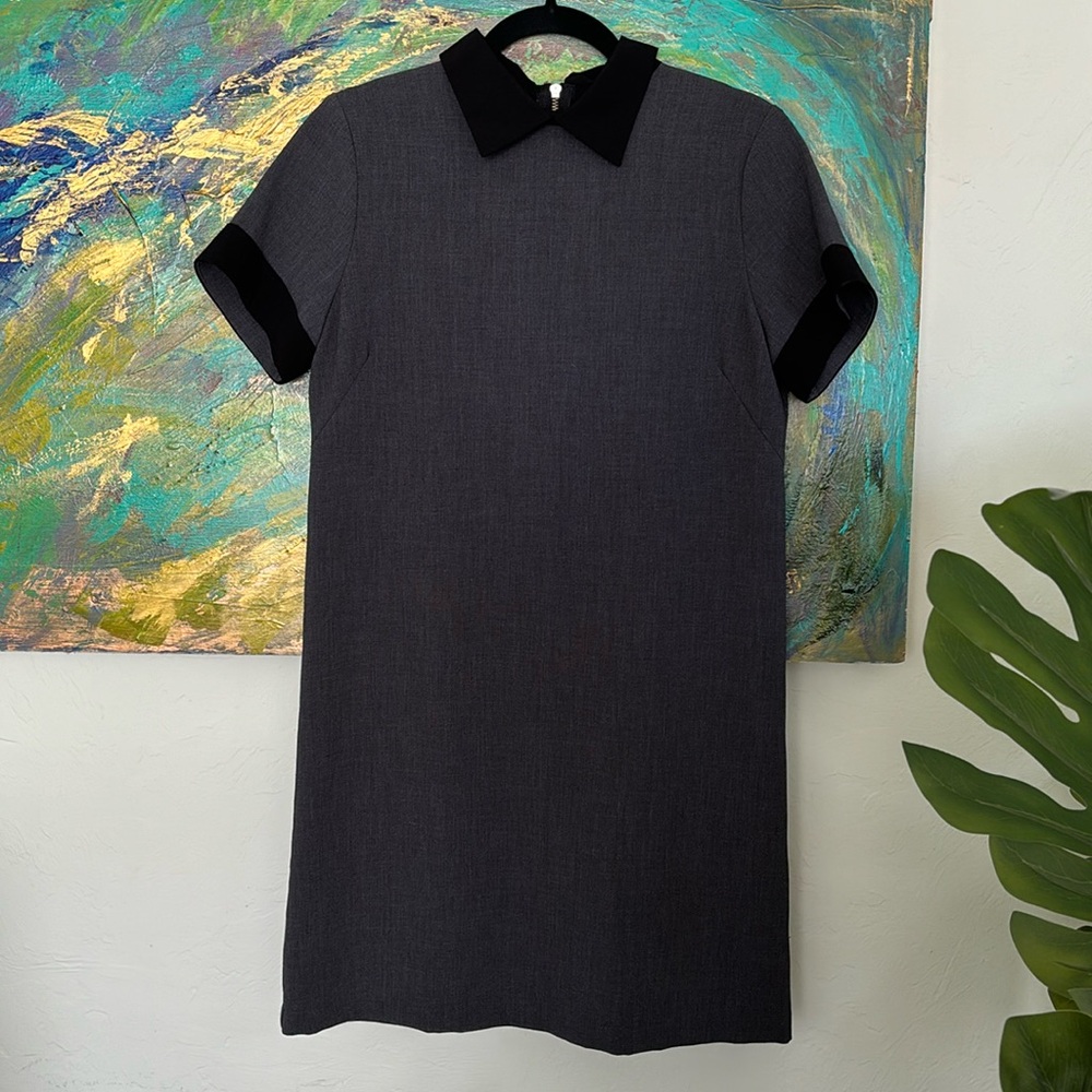 Grey & Black Collared Dress